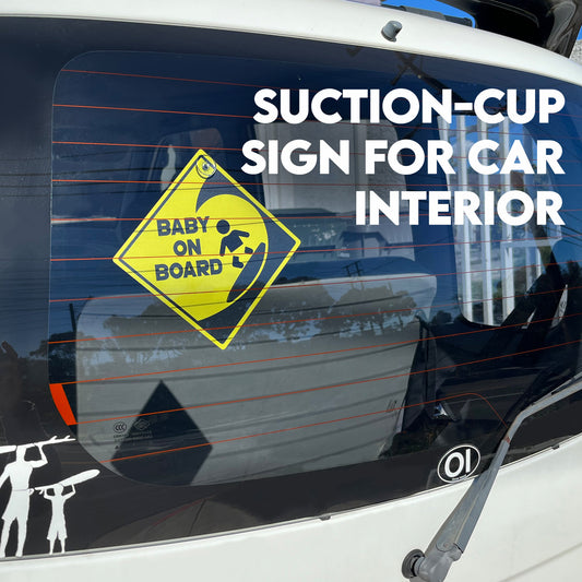 Surfer Baby on Board Weatherproof Car Suction Cup Sign